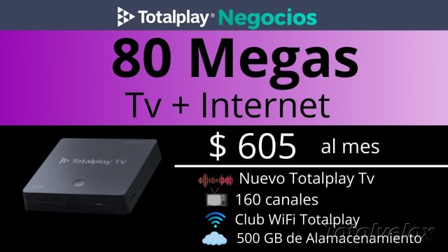 Negocios 80 Megas Tv + Internet - TOTAL VELOX