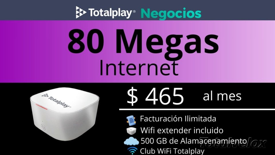 Negocios 80 Megas Internet - TOTAL VELOX
